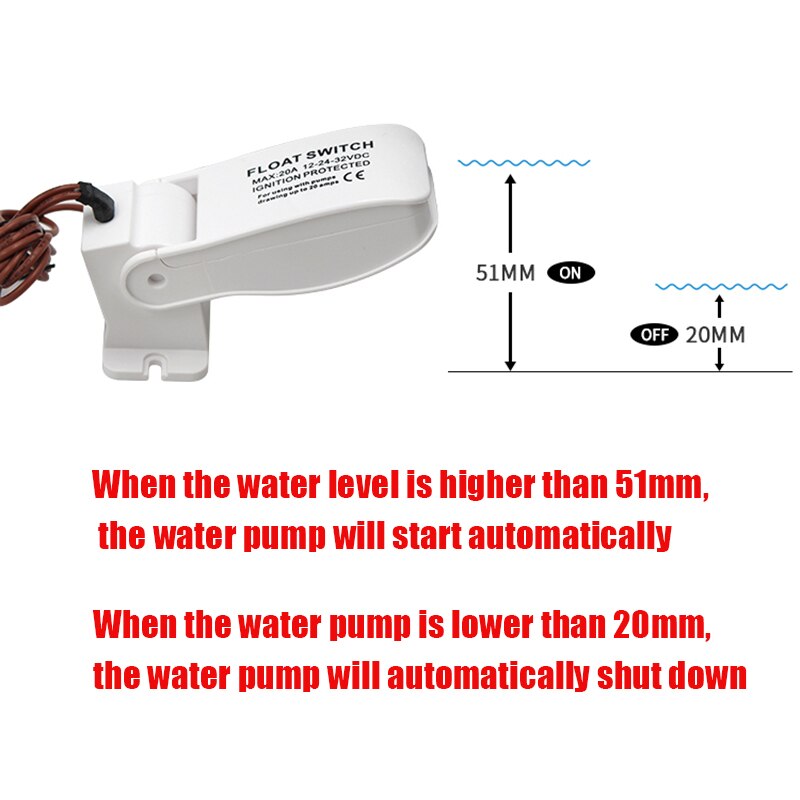 DC 12v/24v Bilge Pump 350~1100GPH Electric Water Pump for Boats Seaplane Motor Homes Houseboat Accessories Marin Water Pump