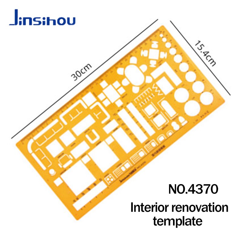 Jinsihou ritmall / stencil linjal k harts mjuk arkitekt / konstruktion / geometri / matematik / möbler / kurva / runt mätverktyg: Nr .4370