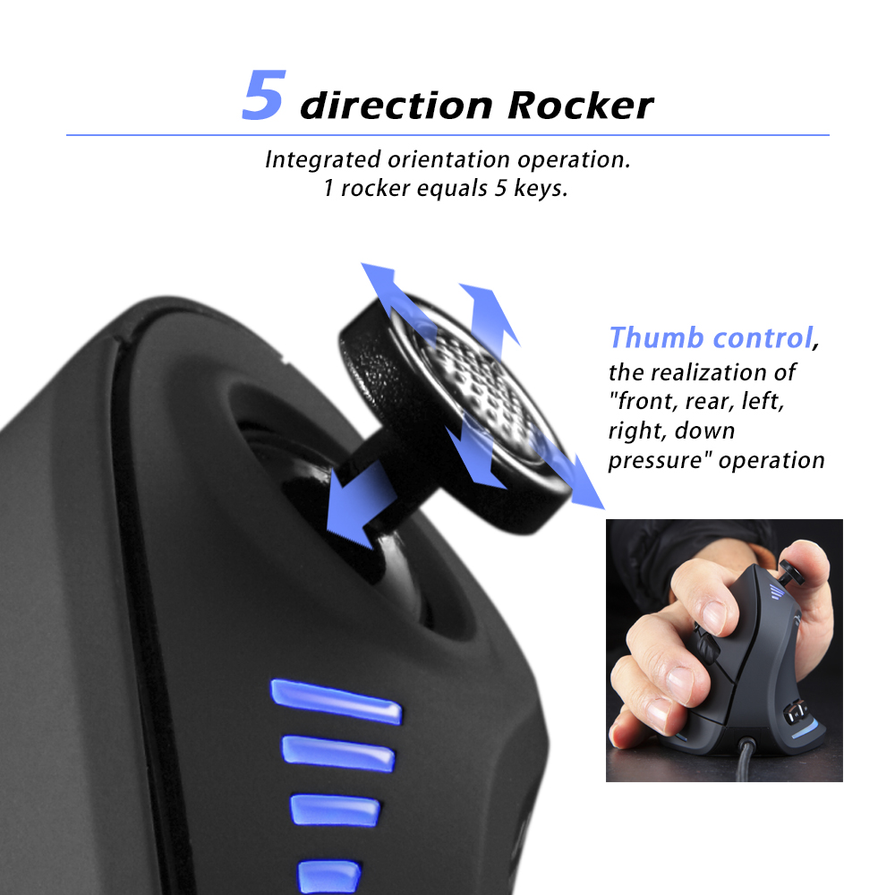 ZELOTES C-18 Vertical Gaming Mouse 10000 DPI Programmable 11 Buttons USB Wired RGB Optical Remote Mouse Gamer Mice For Laptop PC