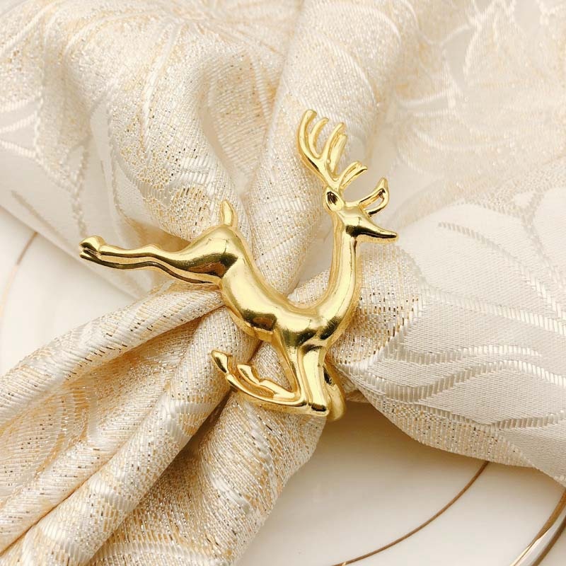 -12Pcs Kerst Elanden Herten Servetringen Goud Legering Servet Gesp Servet Ring Houder Hotel Restaurant Wedding Party Diner