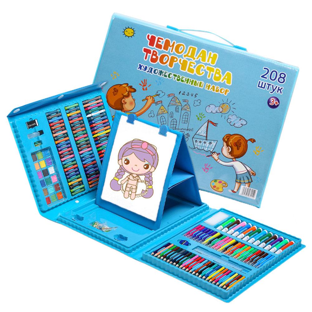 Conjunto de lápis de pintura e desenho infantil, 208 peças, material de papelaria e escritório, aquarela: Blue