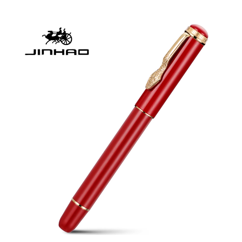 Jinhao 025 pluma estilográfica de lujo punta fina y punta EF Clip de serpiente negro verde rojo blanco bolígrafo de oficina para estudiantes el mejor