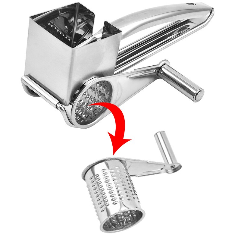 Holaroom Rotary Cheese Grater 4 Drums Blades Cheese Cutter Stainless Steel Cheese Slicer Shredder Butter Cutter Kitchen Gadgets: 10 Hole