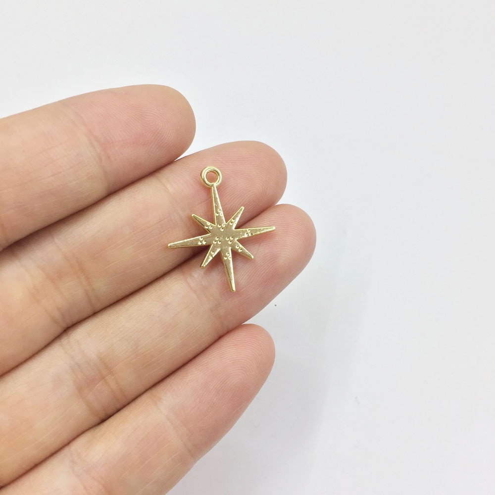 Eruifa 6 uds/18mm 3 uds Luna y 3 uds estrella chapado en oro de aleación de Zinc de encantos colgante de joyería de pendientes de pulsera de collar de 2 colores