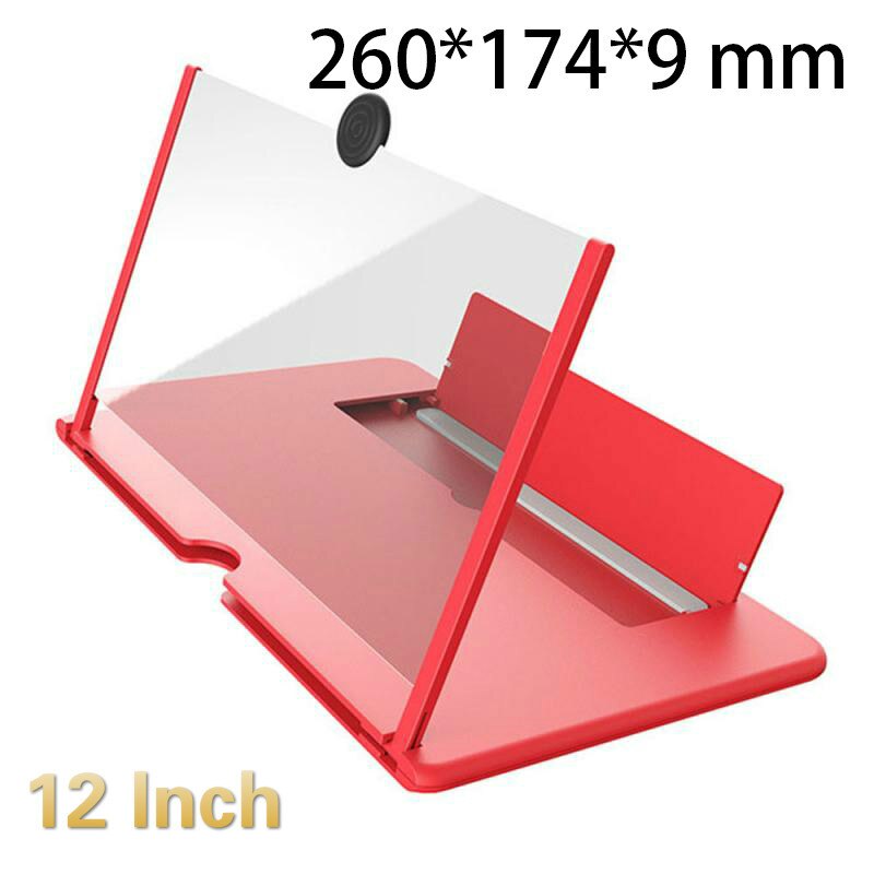 Thin Foldable Mobile Phone Amplifier Magnifier Fordable 3D Amplifier Video 10/12 Inch Drawable 3D Mobile Phone Screen Amplifier: 12 inch Red
