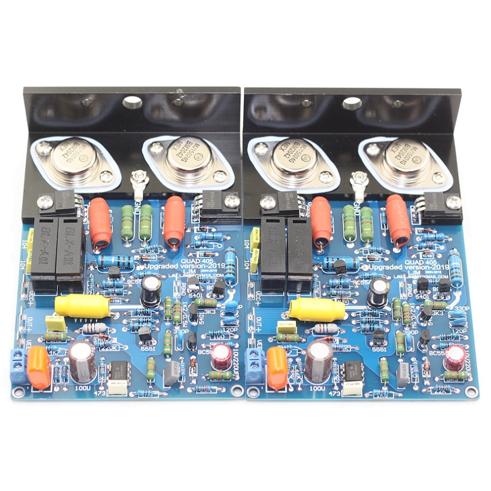 2Stck QUAD405 KLON MJ15024 100W 8R DIY Bausätze Fertige Gremium Dual Kanal Verstärker Gremium w/Winkel Aluminium