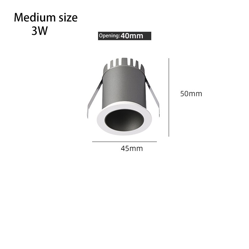 BRGT Led Mini Spot Lights Small Downlight Embedded Focos 2W5W7W Starlight Ceiling Lamp For Cabinet Display Wine Indoor Lighting: Medium size 3W / 4000K neutral light