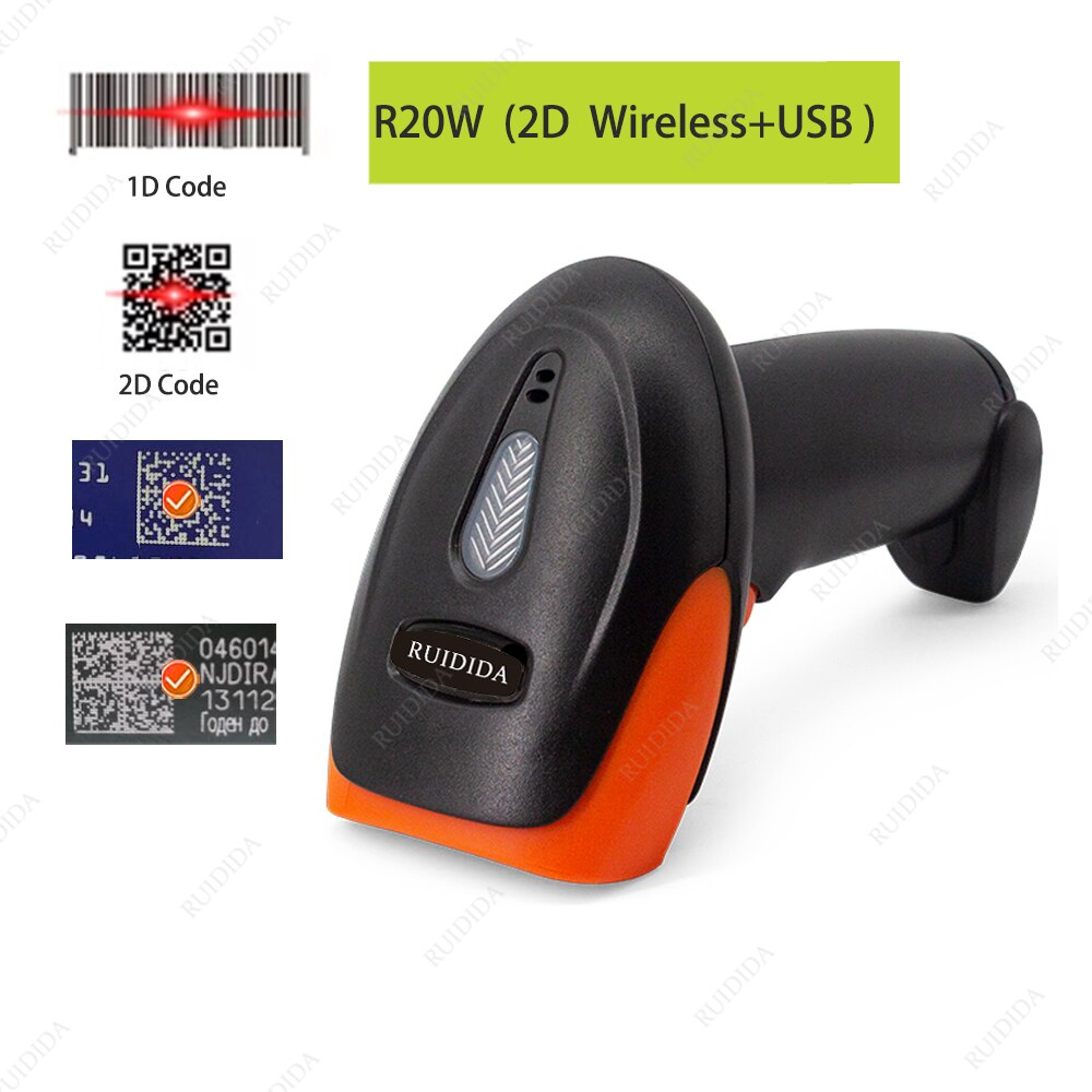 Handheld kabellos Scanner 2d QR Barcode Scanner verdrahtet 1D/2D QR Code Leser Bluetooth Bar Code Scanner USB PDF417 barras: R20W 2D kabellos