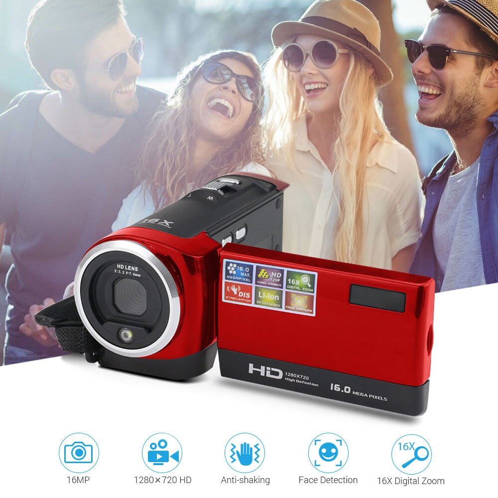 Video Camera Camcorder Vlogging Camera Fhd 1080P 16MP 16x Digitale Zoom 2.7 Inch 270 Graden Draaibare Lcd Met Batterij