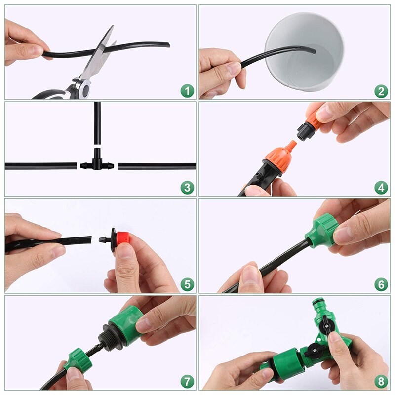 Drip Irrigation Kit, 40M 1/4 Inch Garden Irrigation System DIY Micro-Sprinkler Drip Irrigation Drip Irrigation Garden