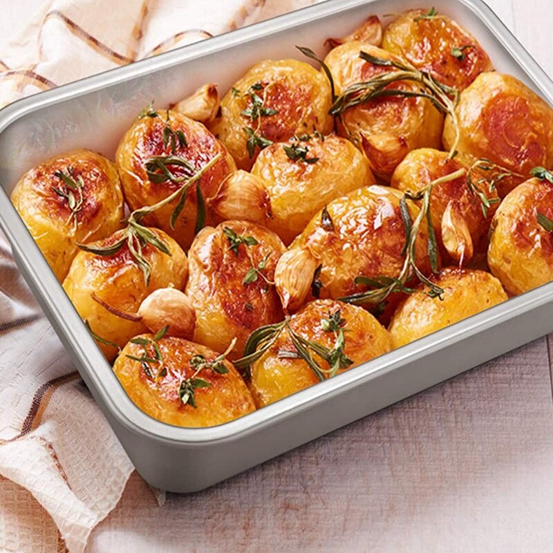 XD-Lasagna Pan, Rectangular Cake Pan Roaster Pasta Baking Cookie Sheet Pan Stainless Steel, Heavy Duty & Durable