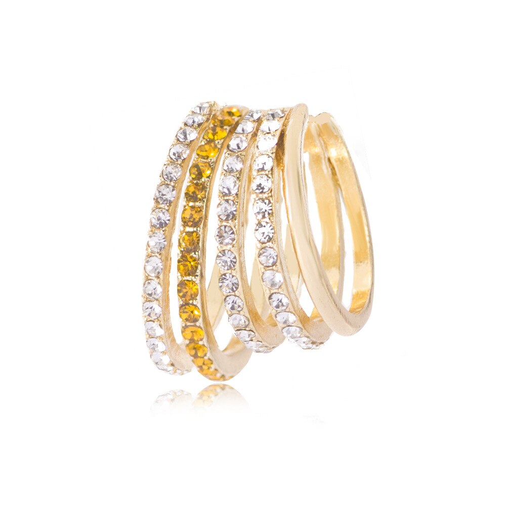 Multi-drehen Strass Ohr Manschette Böhmen CZ Breite Stapelbar Earcuffs Kristall Ohr Kletterer Ohrringe Für Frauen Hochzeit: EJ0021 Gelb