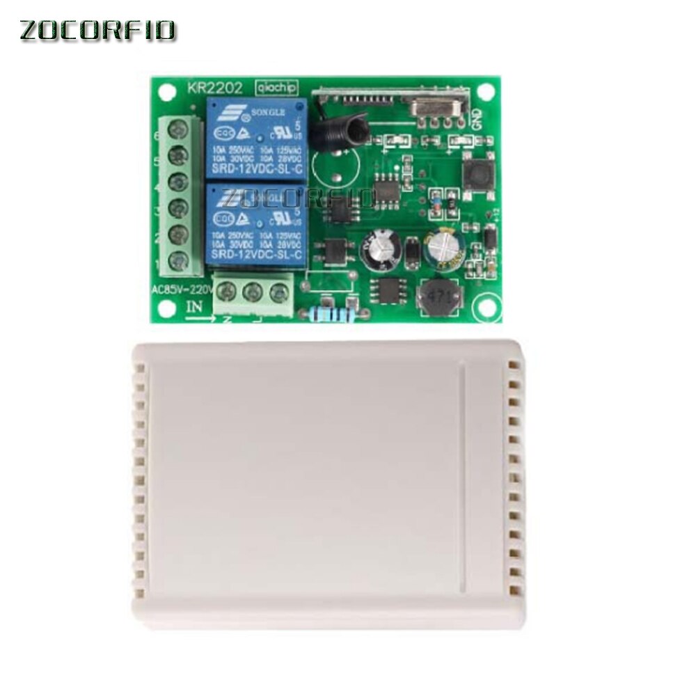 433 Mhz Draadloze Universele Afstandsbediening Schakelaar Ac 110V 220V 2CH Rf Relais Ontvanger En Zender Voor Garage en Gate Control