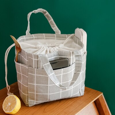 Casual Draagbare Lunch Tas Dots Geïsoleerde Canvas Thermische Voedsel Picknick Lunch Tassen Voor Vrouwen Kids Cooler Lunchbox Tas Tote