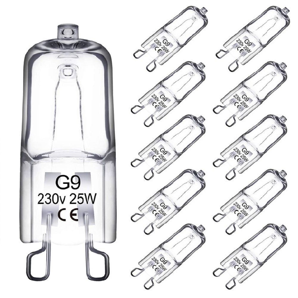 10Pcs G9 Halogen Light Bulbs 220V 25W/40W/60W Replace LED Bulb Energy Saving High Temperature Resistant Warm White Ovens