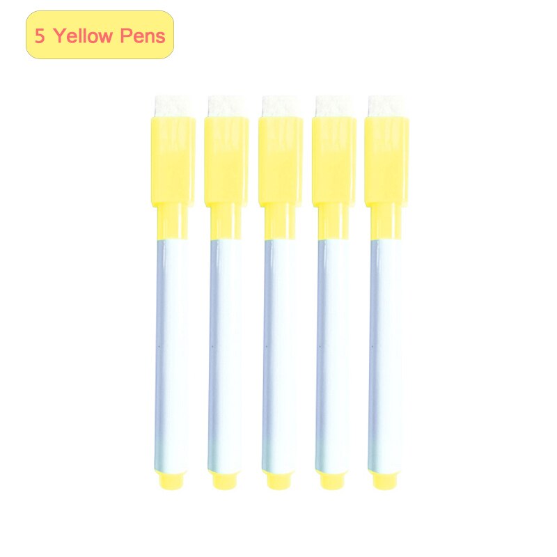 Drawing Whiteboard Markers Magnetic Dry Eraser Markers Glass Ceramics White Board Pen School Supplies Dry Markers Children's Pen: 5 Yellow  Pens