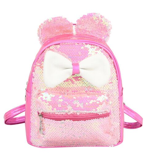 Paillettes femmes paillettes sac à dos oreilles mignonnes Double sac à bandoulière Mini Bling sacs à dos enfants filles paillettes voyage sac à dos: 3