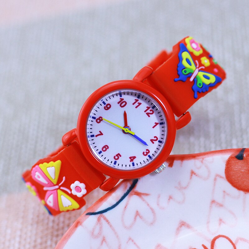 Chaoyada – montres à nœud papillon pour fille, jouet mignon, Six couleurs, pour petite écolière de la maternelle: butterfly red