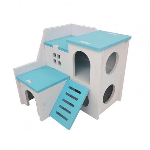 Casa de escondite para hámster, refugio ecológico para animales pequeños, paisajismo para mascotas pequeñas: Azul