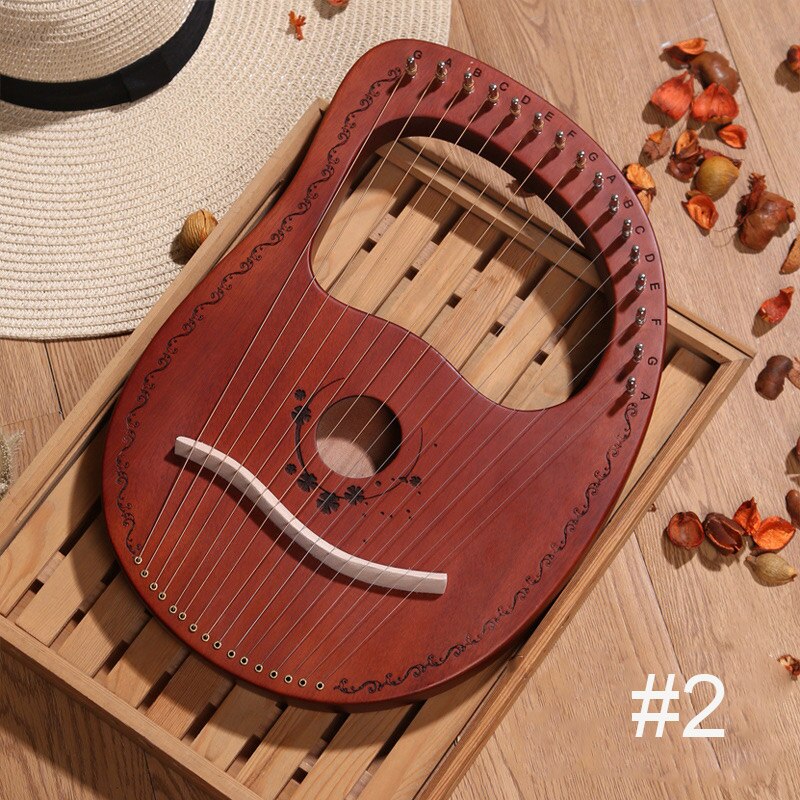 16-Tone Log Lyre Portable Musical Instrument 16-Strings Solid Wood Veneer Lyre Stringed Instrument YA88: 2