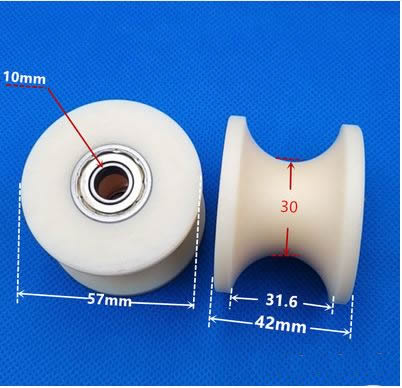 U-groef nylon katrol U-vormig Spoorwiel diameter 40 mm 50 mm 60 mm 70 mm 80 mm 120 mm Verschillende maten Geleidingsrol steunrol: Paars