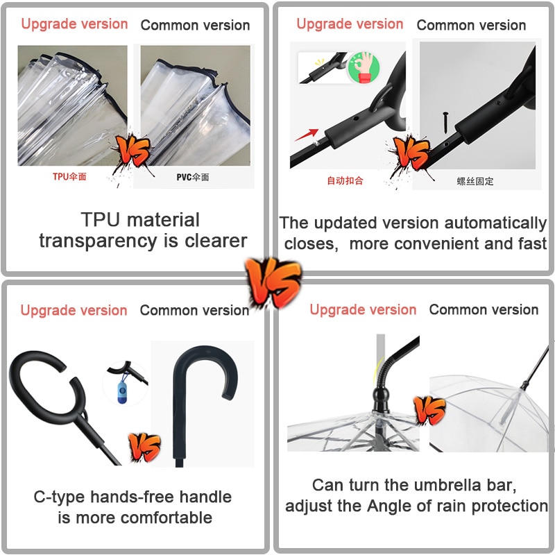 Ombrello per animali domestici trasparente PE ombrello per cani di piccola taglia attrezzatura per la pioggia con guinzagli per cani mantiene l'animale asciutto comodo sotto la pioggia nevicata utile