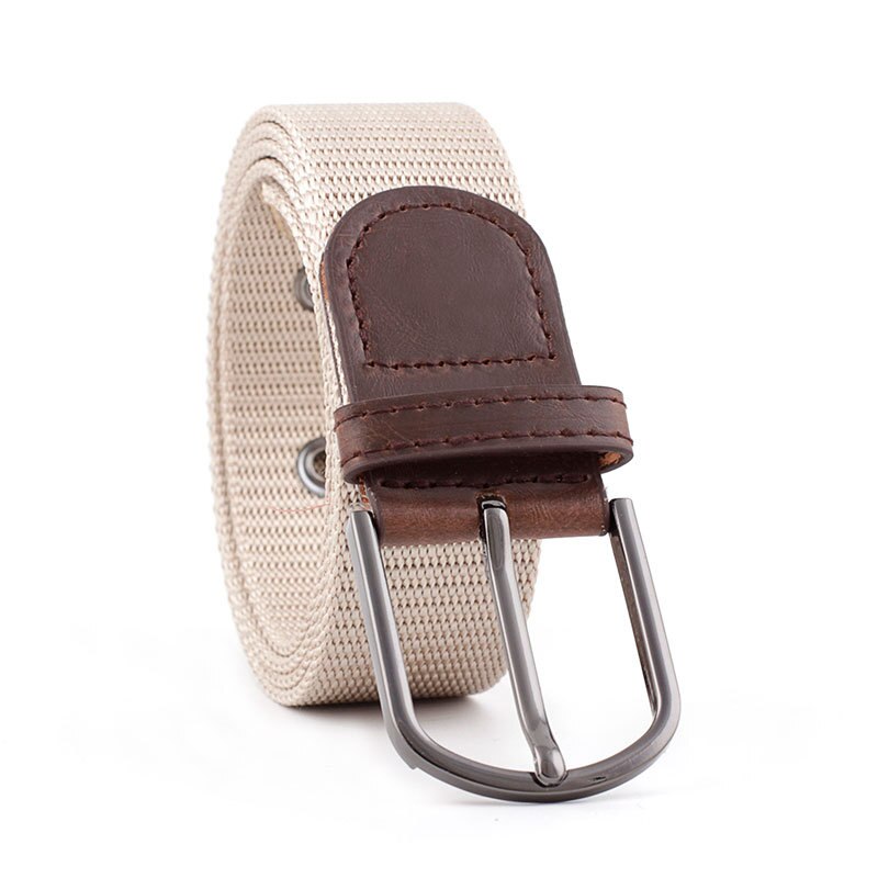 Kvinders/mænds nålespænde canvas bælte jeans afslappet vildt flettet bælte højkvalitets luksus  p57: Beige / 120cm