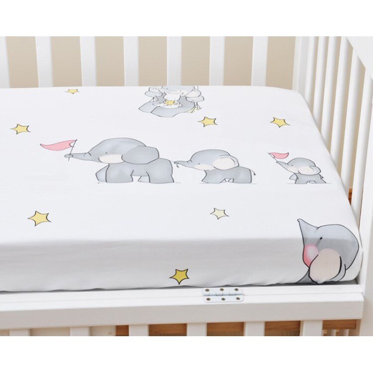 Baby crib laken barnehage sengetøy dekke laken baby seng madrass cover fitted sheet: Elefant