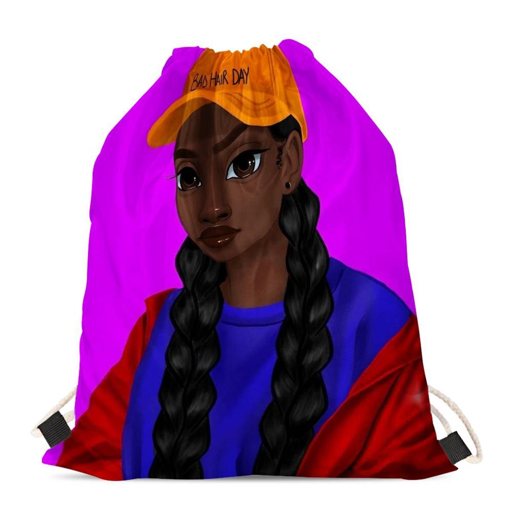 Hycool sporttas voor meisjes ananas afrikaans zwart meisjespatroon dames trekkoordtassen kinderen mini rugzak strand koordtasje: Hbc 191197 z 3