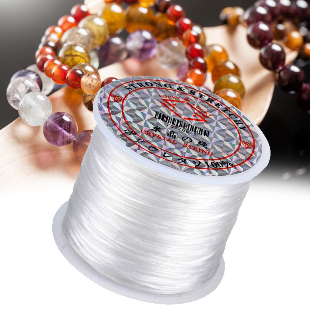 Rollo de 60m de hilo elástico para abalorios, joyería artesanal, cordón para abalorios, pulsera, collar, tobillera, hilo elástico de 0,8mm de ancho