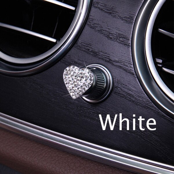 Pegatinas de para coche, 6 uds., cristales, diamantes de imitación, arranque automático, llave de encendido, accesorios de Interior de coche: Blanco