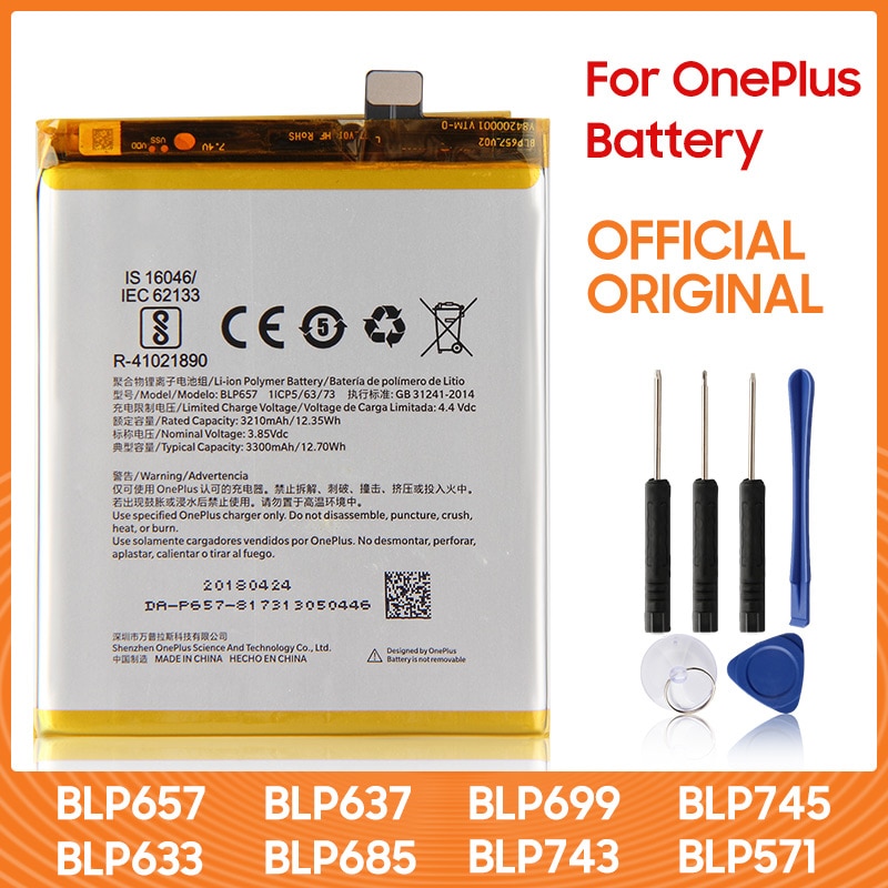 OnePlus originale Batteria di Ricambio BLP657 Per OnePlus 6 6T 7 7T BLP699 7 Pro 7T Pro OnePlus 5 5T BLP571 Per OnePlus 1 2 3 3T