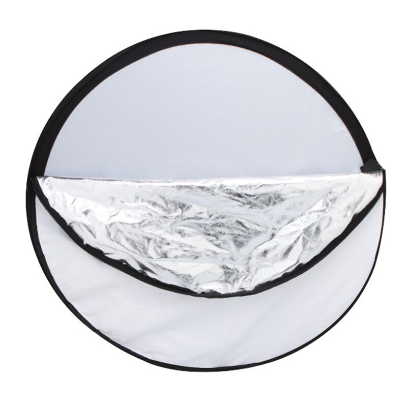 24&quot; 60cm 5in1 Reflector Photography Collapsible Portable Light Diffuser Round Reflector For Photo Multi Color Silvery Black