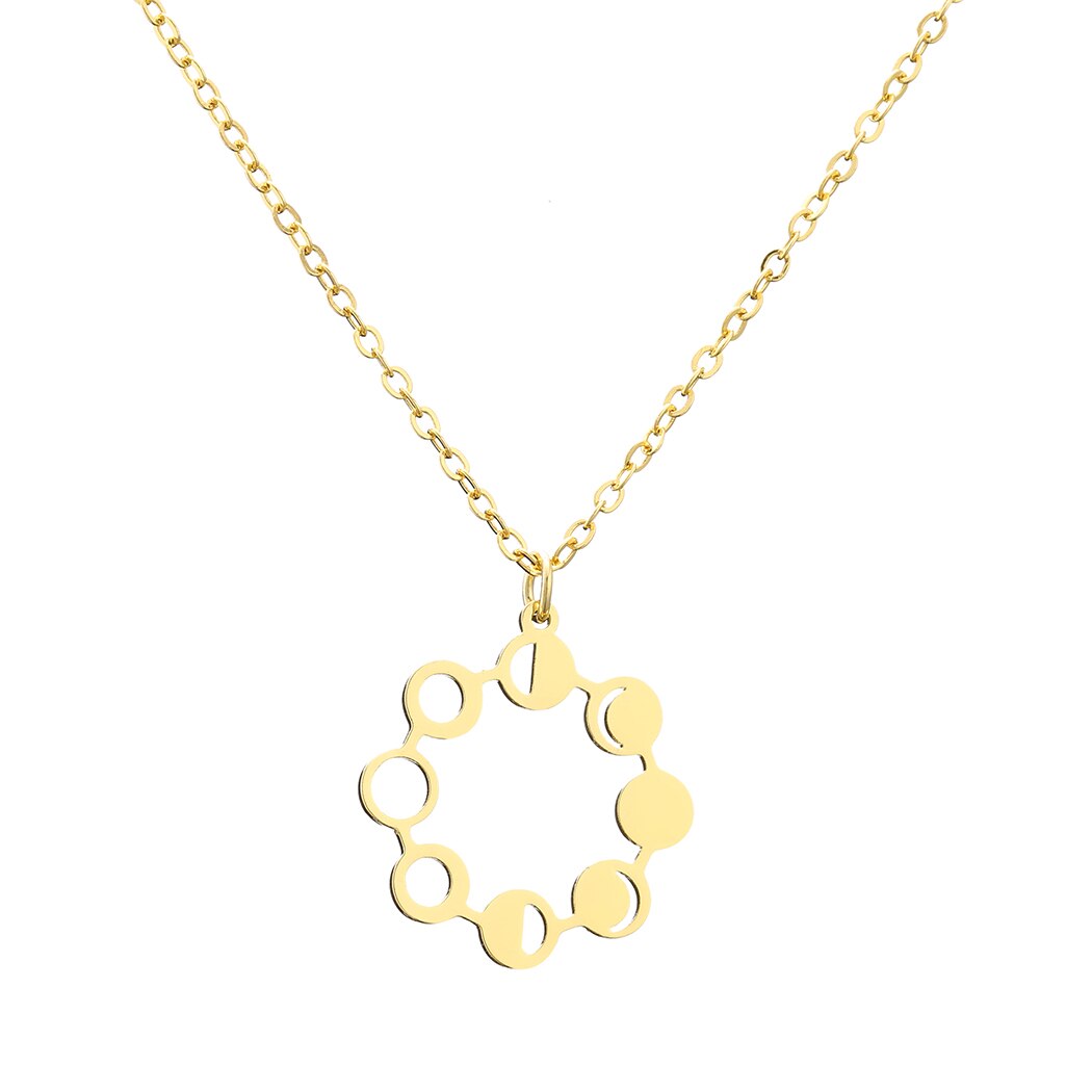 Colar pingente lua simples cxwind, gargantilha de aço inoxidável com geométrico, joia para presente para mulheres: Dourado