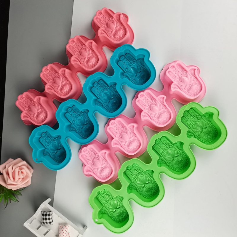 Lotus In De Palm Zeep Mold Khamsah Hamsa Hand Epoxyhars Siliconen Mal Hand Van Fatima Kaars Hars Gieten Mallen gereedschap