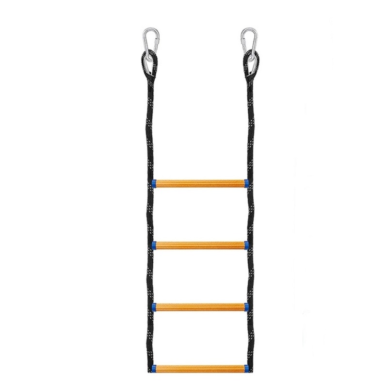 4 Step Boat Rope Ladder, Marine Rope Ladder for Inflatable Boat Kayak Motorboat Canoeing, Portable Rope Boarding Ladder: black
