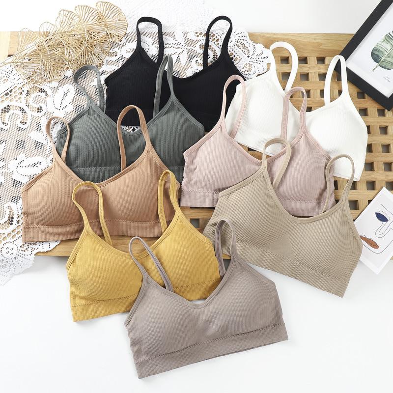 Women Wireless Padded Tube Top One-piece Solid Color Bralette Backless Nonadjusted Straps Crop Top 2022