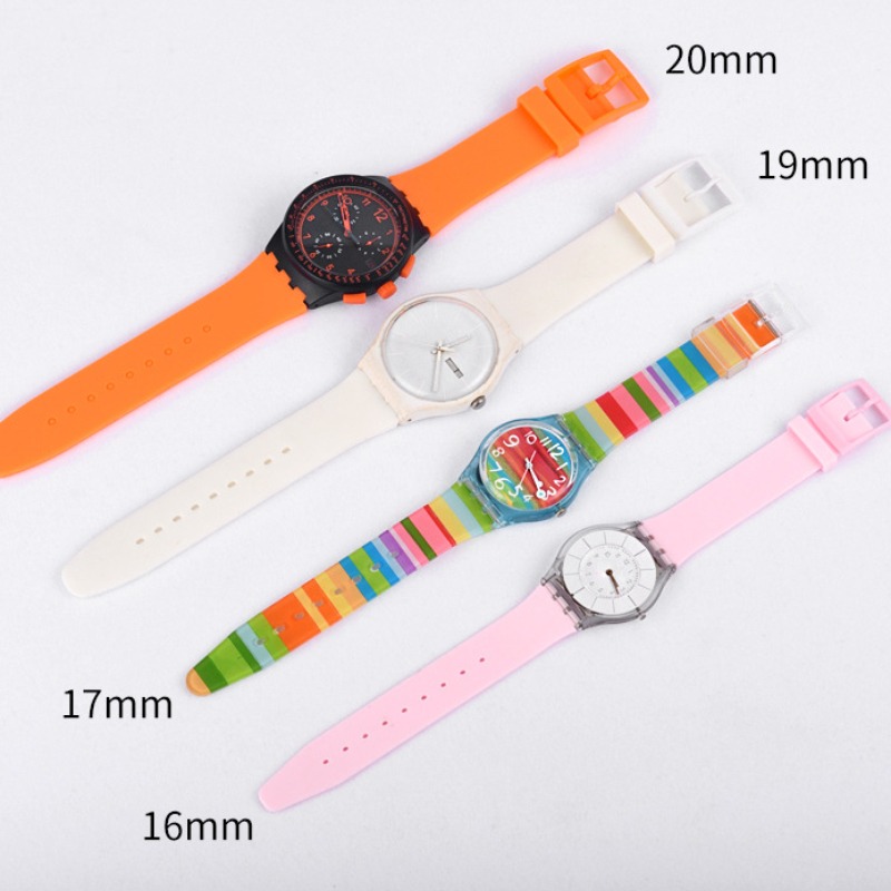 Correa de silicona para reloj Swatch, correa de goma colorida resistente al agua, accesorios deportivos para hombre y mujer, 16mm, 17mm, 19mm y 20mm
