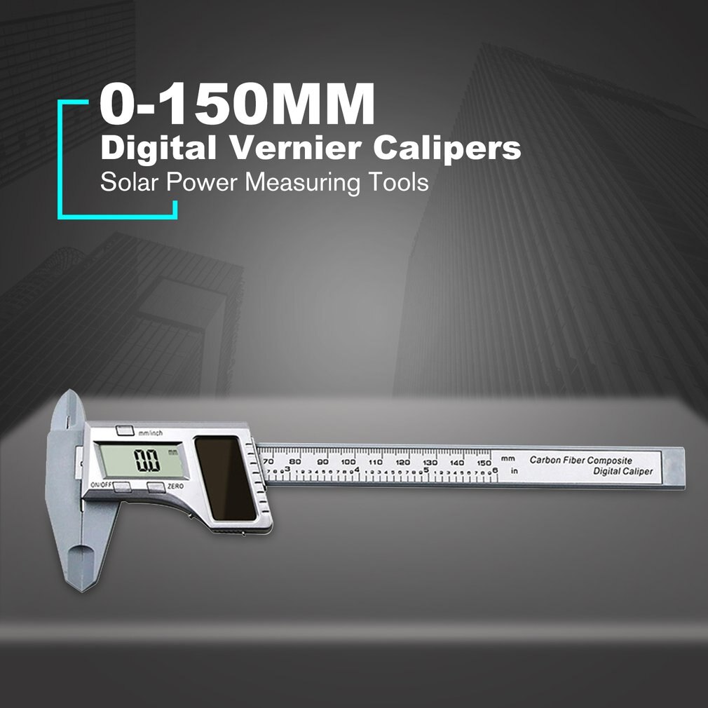 0-150MM Solar Power Electronic Precision Digital Vernier Calipers Ruler Pachymeter Micrometer Measuring Tools Gauge