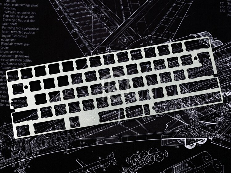 Placa de Teclado mecánico de aluminio 60%, compatible con xd60, xd64, gh60, color plateado