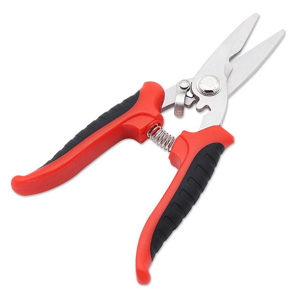 Tijeras de podar multifuncionales para jardín tijeras de podar hidropónicas para el hogar, ramas en maceta, tijeras pequeñas, herramientas de jardinería: 7 inch black red
