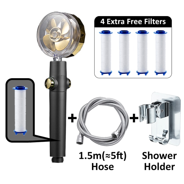 Douchekop Hoge Druk Stijl Groene Hoge Druk Draaien Douchekop Met Houder En Slang Propeller Douchekop eco: B Sets