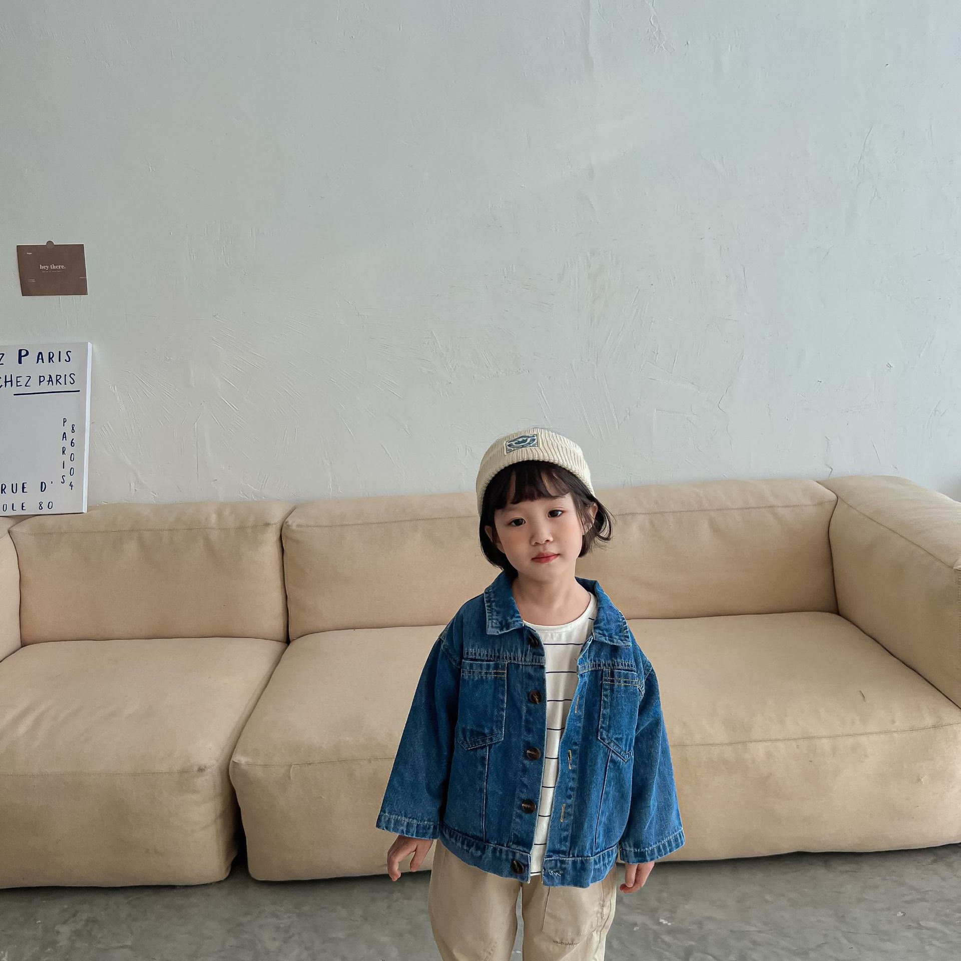 9889C giacca di jeans per bambini primavera autunno 2022 cappotto da ragazzo giacca da ragazza allentata Casual 1-7 anni abiti da cappotto per bambini