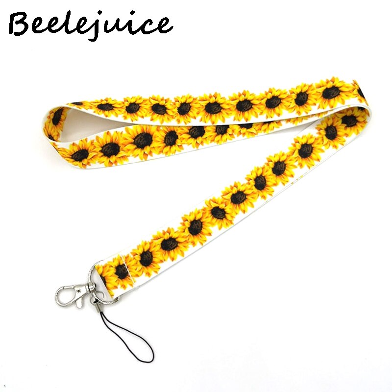 Girassóis flores pescoço cinta cordão chaveiro do telefone móvel pulseira id crachá titular chaveiro chaveiro acessórios cosplay presentes