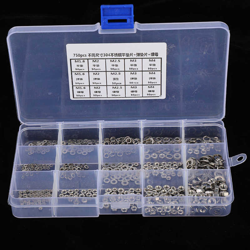 Flat Washer + Spring Washer + Nut Set Stainless Steel Hardware Locking Tools Fastening Hardware Accessories