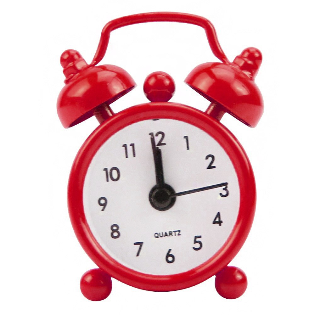Mini clásico reloj de alarma electrónica número doble campana mesa de escritorio resistente cuarzo Digital Reloj Retro Decoración para la casa Mona: Rojo