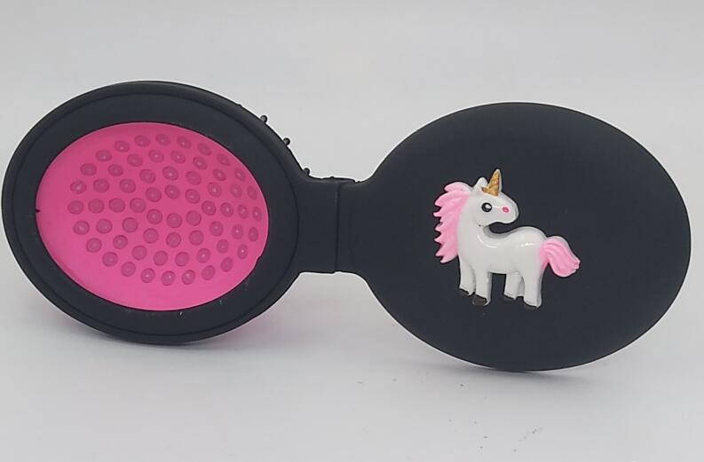Licorne ou bonjour KT voyage brosse à cheveux peignes de Massage avec miroirs peignes de maquillage portables peignes de voyage style airbag peignes: Unicorn pink