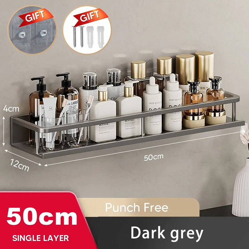 Badkamer Geen Boring Wandplank 30-50Cm Keuken Opslag Organizer Aluminium Shampoo Rack Douche Plank Badkamer Accessoires: Paars