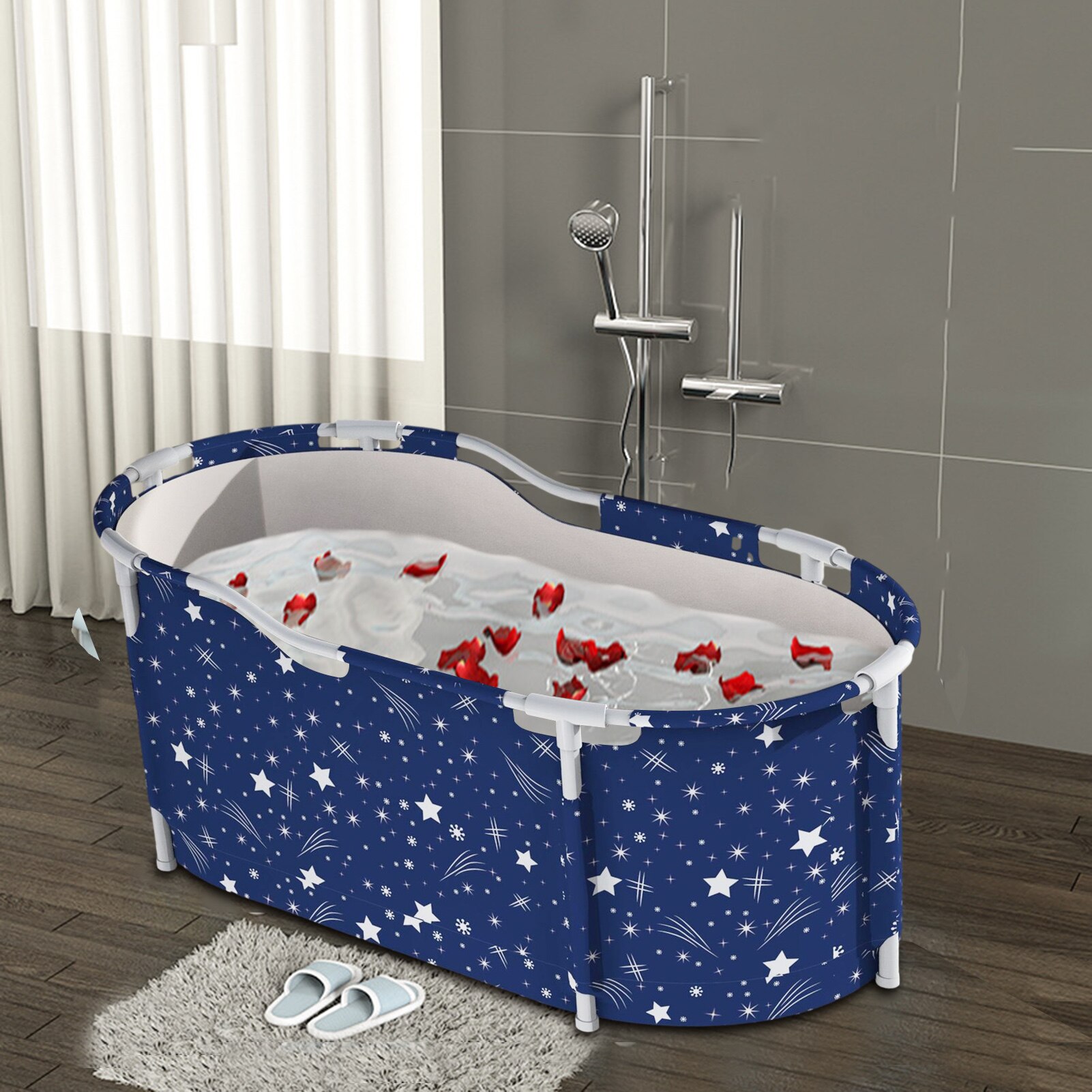 Bañera grande para adultos, barril de baño de plástico grueso, vaporoso, plegable, para el hogar