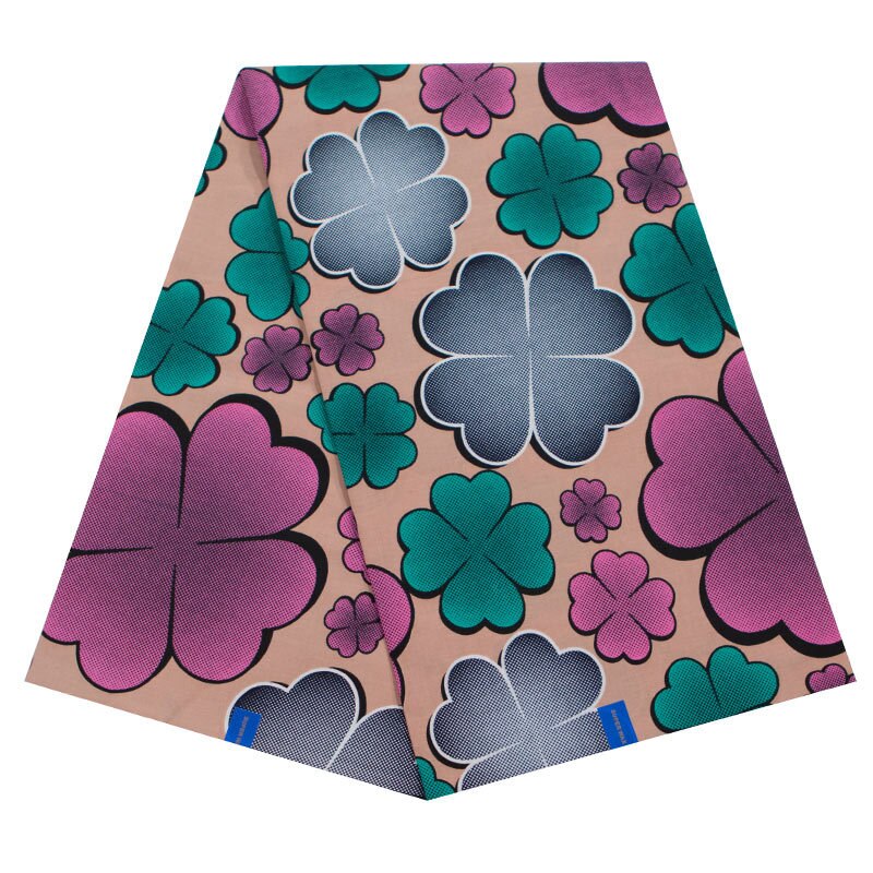 Afrikaanse Stof Puur Katoen Vier Klavertje Print Stof Voor Vrouwen Jurk Wax: Default Title